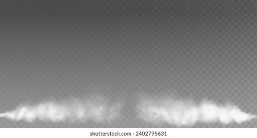 Fog or smoke insulated transparent special effect. White vector background of cloudiness, fog or smog. Vector illustration