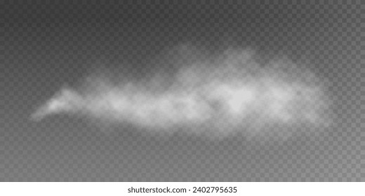 Fog or smoke insulated transparent special effect. White vector background of cloudiness, fog or smog. Vector illustration