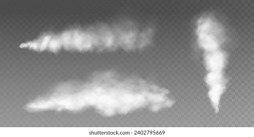 Fog or smoke insulated transparent special effect. White vector background of cloudiness, fog or smog. Vector illustration