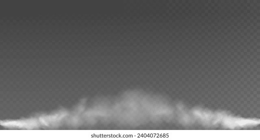 Fog or smoke insulated transparent special effect. White vector background of cloudiness, fog or smog. Vector illustration	