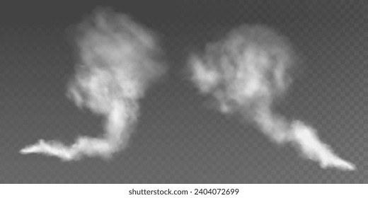 Fog or smoke insulated transparent special effect. White vector background of cloudiness, fog or smog. Vector illustration	