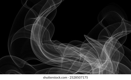 Fog or smoke isolated on black background. White vector smoke, cloudiness, fog or smog background. special overlay effect vector. Smoke isolated on black background,smoke, fog, gas, cigarette, air