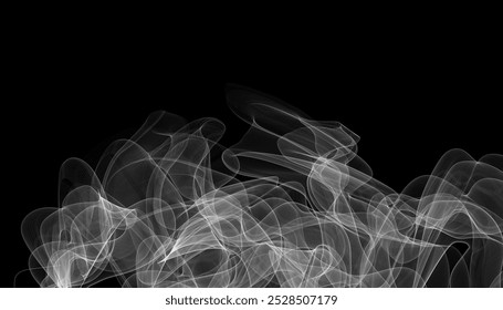 Fog or smoke isolated on black background. White vector smoke, cloudiness, fog or smog background. special overlay effect vector. Smoke isolated on black background,smoke, fog, gas, cigarette, air