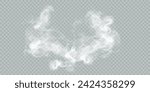 Fog or smoke isolated on transparent background. White vector smoke, cloudiness, fog or smog background. special overlay effect vector