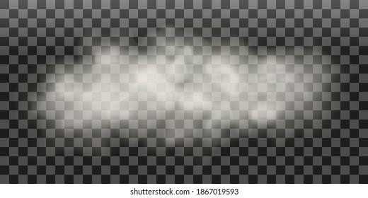 Fog or smoke isolated on transparent background. The effect of atmospheric fog or smoke clouds. Vector illustration.