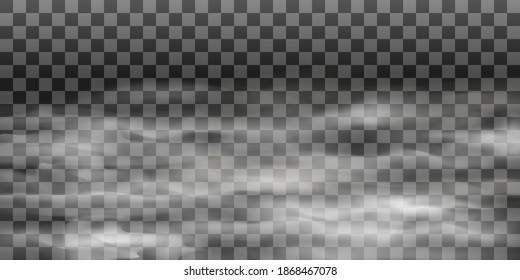 Fog or smoke isolated on transparent background. The effect of atmospheric fog or smoke clouds. Vector illustration.