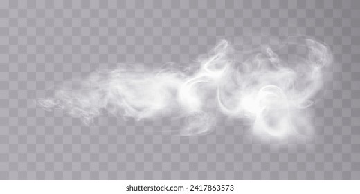 Fog or smoke isolated on transparent background with special overlay effect. White vector smoke cloudiness, fog or smog background. Vector