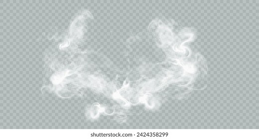 Fog or smoke isolated on transparent background. White vector smoke, cloudiness, fog or smog background. special overlay effect vector