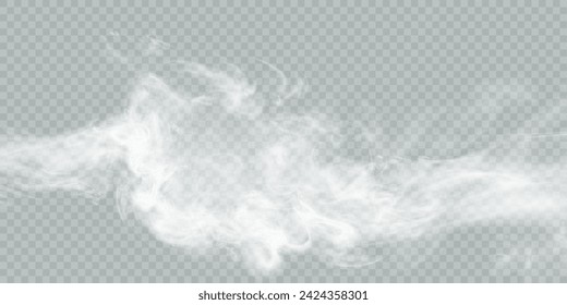 Fog or smoke isolated on transparent background. White vector smoke, cloudiness, fog or smog background. special overlay effect vector