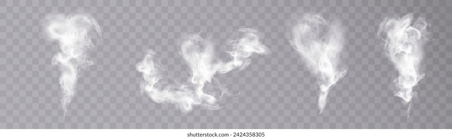 Fog or smoke isolated on transparent background. White vector smoke, cloudiness, fog or smog background. special overlay effect vector