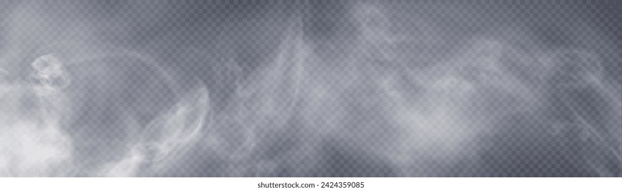 Fog or smoke isolated on transparent background. White vector smoke, cloudiness, fog or smog background. special overlay effect vector