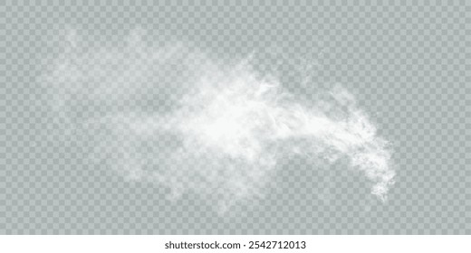 Niebla o humo aislado sobre fondo transparente con efecto especial de superposición. Humo de Vector blanco, nubosidad, niebla o smog de fondo. efecto de superposición especial Vector	
