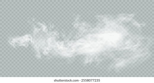 Fog or smoke isolated transparent background. White cloudiness, fog, smog, dust, smoke, steam PNG. Vector