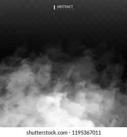 Fog or smoke isolated transparent special effect. Happy Halloween. Halloween composition. White vector cloudiness, mist or smog background. Vector illustration