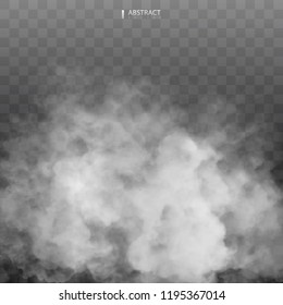 Fog or smoke isolated transparent special effect. Happy Halloween. Halloween composition. White vector cloudiness, mist or smog background. Vector illustration
