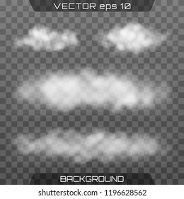 Fog or smoke isolated transparent special effect. Realistic isolated cloud on a dark transparent background. Vector realistic smoke on the transparent background.