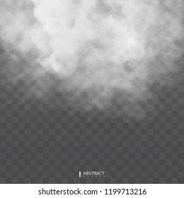 Fog or smoke isolated transparent special effect. Happy Halloween. Halloween composition. White vector cloudiness, mist or smog background. Vector illustration