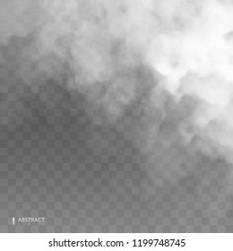 Fog or smoke isolated transparent special effect. Happy Halloween. Halloween composition. White vector cloudiness, mist or smog background. Vector illustration