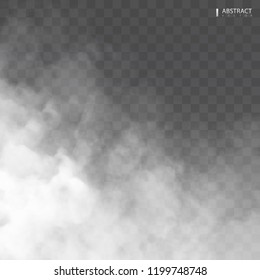 Fog or smoke isolated transparent special effect. Happy Halloween. Halloween composition. White vector cloudiness, mist or smog background. Vector illustration