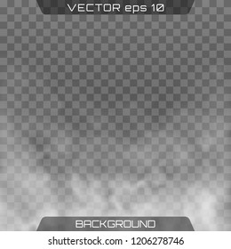 Fog or smoke isolated transparent special effect. Vector realistic smoke on the transparent background. White vector cloudiness, mist or smog background.