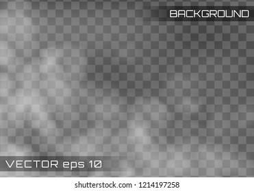 Fog or smoke isolated transparent special effect. Vector realistic smoke on the transparent background. White vector cloudiness, mist or smog background.