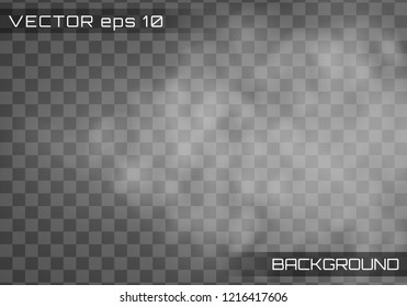Fog or smoke isolated transparent special effect. Vector realistic smoke on the transparent background. White vector cloudiness, mist or smog background.