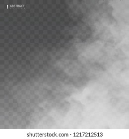 Fog or smoke isolated transparent special effect. Happy Halloween. Halloween composition. White vector cloudiness, mist or smog background. Vector illustration