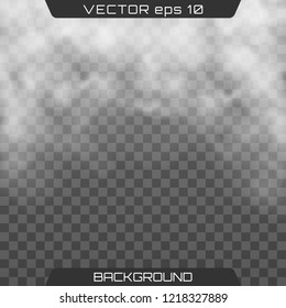 Fog or smoke isolated transparent special effect. Realistic isolated cloud on a dark transparent background. Vector realistic smoke on the transparent background.