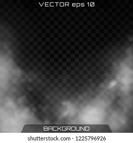 Fog or smoke isolated transparent special effect. Realistic isolated cloud on a dark transparent background. Vector realistic smoke on the transparent background.