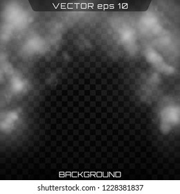 Fog or smoke isolated transparent special effect. Realistic isolated cloud on a dark transparent background. Vector realistic smoke on the transparent background.