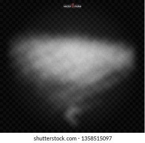 Fog or smoke isolated transparent special effect. Realistic isolated cloud on a dark transparent background. Vector realistic smoke on the transparent background.