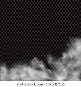 Fog or smoke isolated transparent special effect. White vector cloudiness, mist or smog background. Vector illustration - Vector illustration