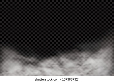 Fog or smoke isolated transparent special effect. White vector cloudiness, mist or smog background. Vector illustration - Vector illustration