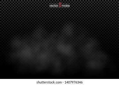 Fog or smoke isolated transparent special effect. Realistic isolated cloud on a dark transparent background. Vector realistic smoke on the transparent background. 