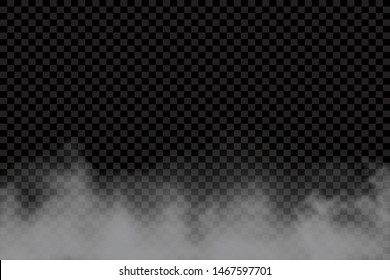 Fog or smoke isolated transparent special effect. White vector cloudiness, mist or smog background. Vector illustration - Vector