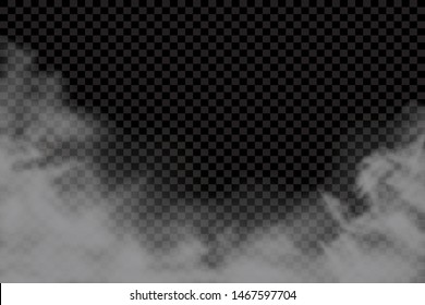 Fog smoke isolated transparent special effect  White vector cloudiness  mist smog background  Vector illustration    Vector