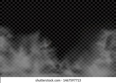 Fog or smoke isolated transparent special effect. White vector cloudiness, mist or smog background. Vector illustration - Vector