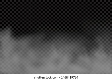 Fog or smoke isolated transparent special effect. White vector cloudiness, mist or smog background. Vector illustration - Vector illustration