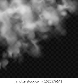 Fog or smoke isolated transparent special effect. Realistic isolated cloud on a dark transparent background. Vector realistic smoke on the transparent background.