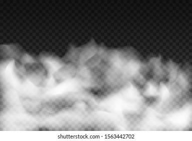 Fog or smoke isolated transparent special effect. White vector cloudiness, mist or smog background.