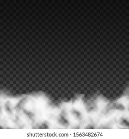 Fog or smoke isolated transparent special effect. White vector cloudiness, mist or smog background. Vector illustration - stock vector