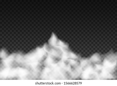 Fog or smoke isolated transparent special effect. White vector cloudiness, mist or smog background. Vector illustration - stock vector