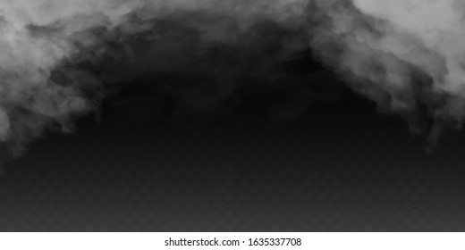 Fog or smoke isolated transparent special effect. White vector cloudiness, mist or smog background. Vector illustration