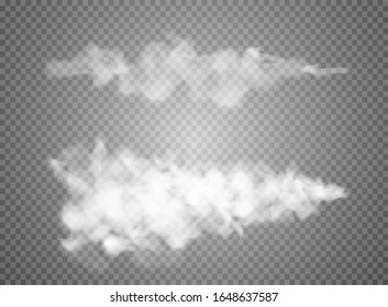 Fog or smoke isolated transparent special effect. White vector cloudiness, mist or smog background. Vector illustration