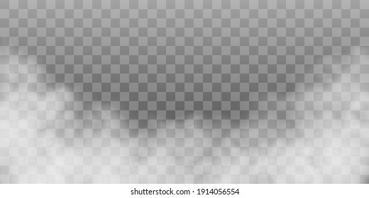 Fog or smoke isolated transparent special effect. White vector cloudiness, mist or smog background. PNG. Vector illustration - Shutterstock ID 1914056554