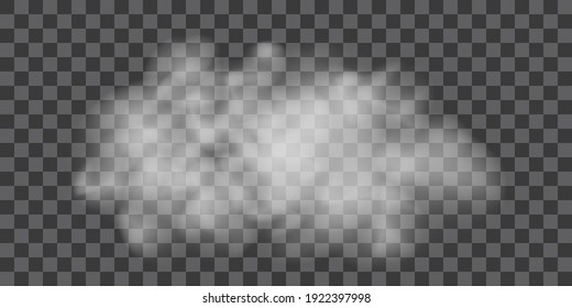 Fog or smoke isolated transparent special effect. White vector cloudiness, mist or smog background. PNG. . Vector illustration