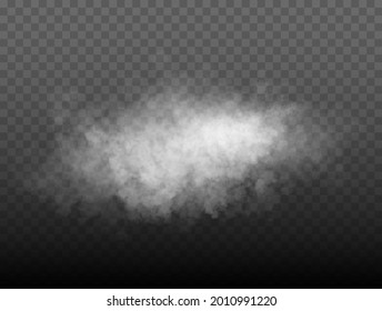 Fog or smoke isolated transparent special effect. White vector cloud, mist or smog background. Vector illustration