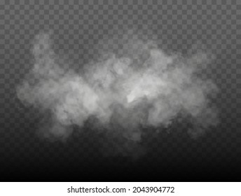 Fog or smoke isolated transparent special effect. White vector cloudiness, mist or smog background. Vector illustration