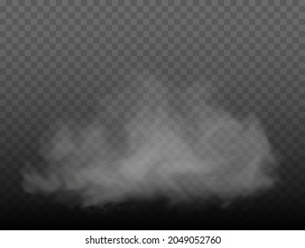 Fog or smoke isolated transparent special effect. White vector cloudiness, mist or smog background. Vector illustration