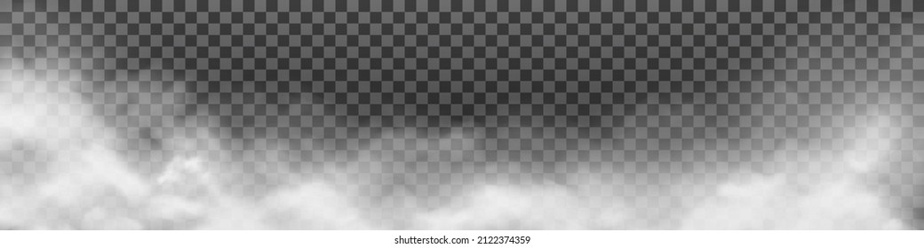 Fog or smoke isolated transparent special effect. White vector cloudiness, mist or smog background. Vector illustration PNG